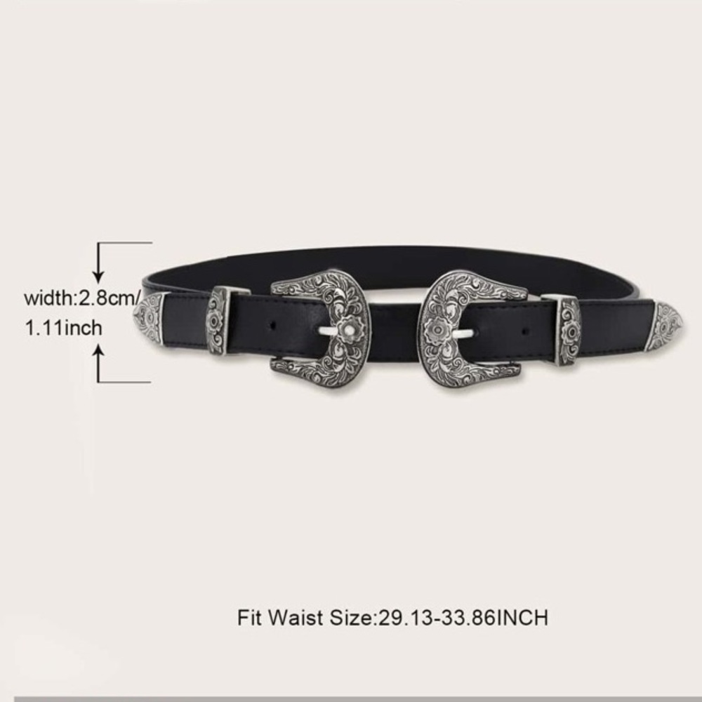 Western style double buckle belt
